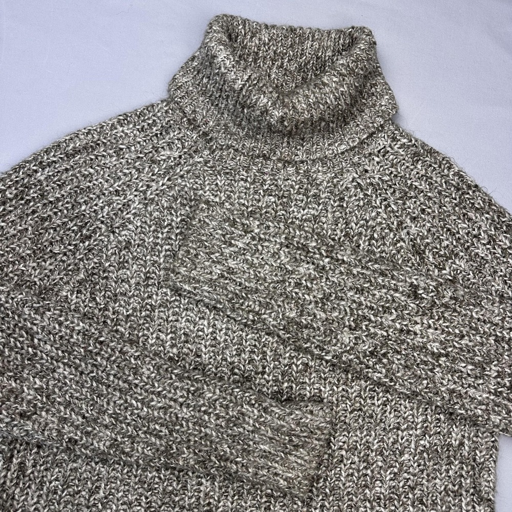 Abercrombie & Fitch Sweater Women Small Gray Marled Turtleneck Chunky Fisherman